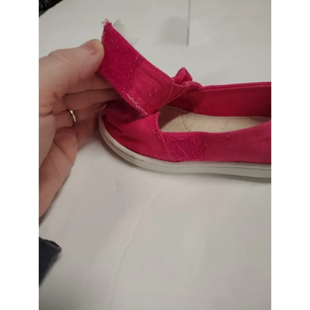 Toms Babies SZ 6 Tiny Alpargata Bow Slip On Shoes Raspberry Pink